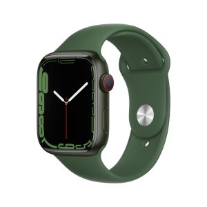 Apple Watch Series 7 GPS + Cellular, 45mm Green Aluminium Case with Clover Sport Band - Regular MKJR3AE/A
